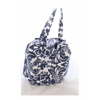 Geanta pentru plaja, cu flori, alb-albastru,  BB820, 46 x 47 cm, Vivo